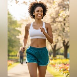 Danskin Now Teal and White Athletic Shorts